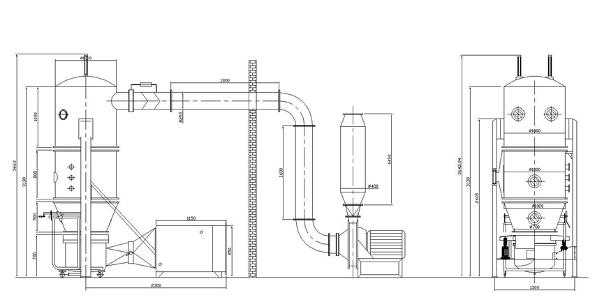 Secador de lecho de fluido vertical para secado de partículas de sal marina en polvo en 3850*800*2300mm Tamaño