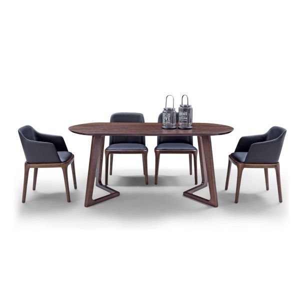 Restaurant reception Leather Seating chair with Ash solid wood Table