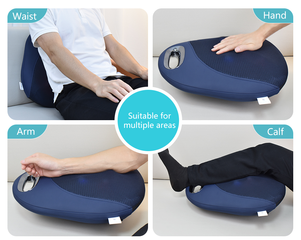Wireless Remote Control Massage Pillow for Waist Application with 1 Year Warranty