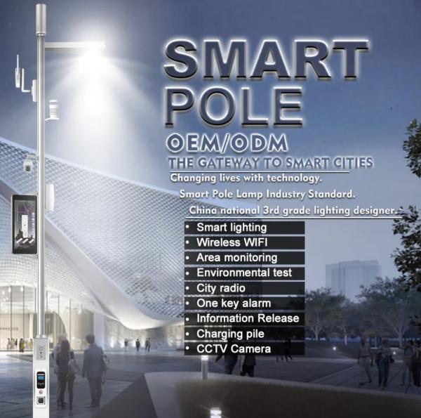 sidewalk road Outdoor Smart City LED Street Light Poles with Pole Camera