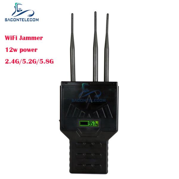 12w Portable WiFi Bluetooth Camera Mobile Phone Signal Jammer 2.4G 5.2G 5.8G