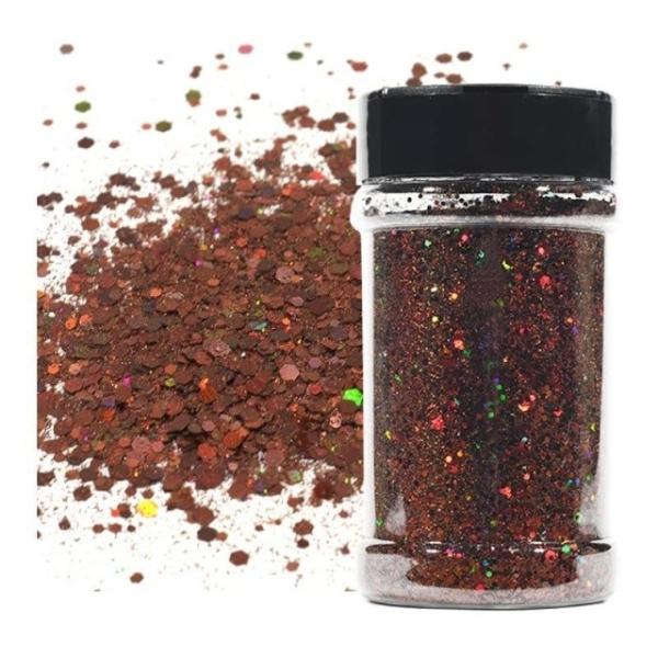 1 Color Holographic Chunky Glitter 2oz 3oz Bottle Packing Tumbler Glitter Mixing Chunky Glitter for Die Cutting Printing
