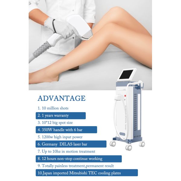 808nm Diode Laser Permanent Hair Removal Machine 1200W For Skin Rejuvenation