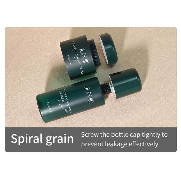 500ml PET Plastic Bottle Green Pump Lotion Bottle Frosted With Bamboo Lid