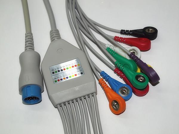 Mindray T8 12 Leads EKG Cable TPU Material IEC Snap Type 12 Pins