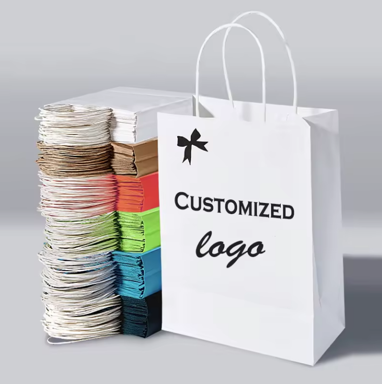 HDPK 2022 Factory Customized Kraft Paper Bags With Personal Logo Shopping Gift Paper Bags