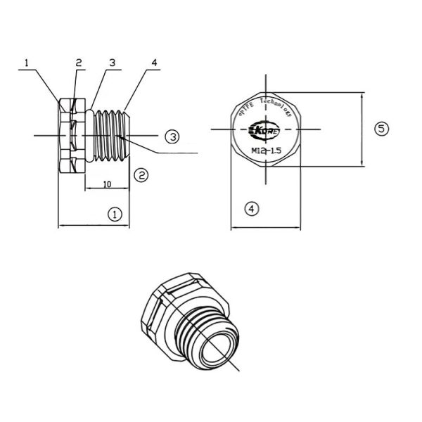 Общее использование Пластиковый дышащий болт M12 * 1,5 винт IP68 водонепроницаемый розетка