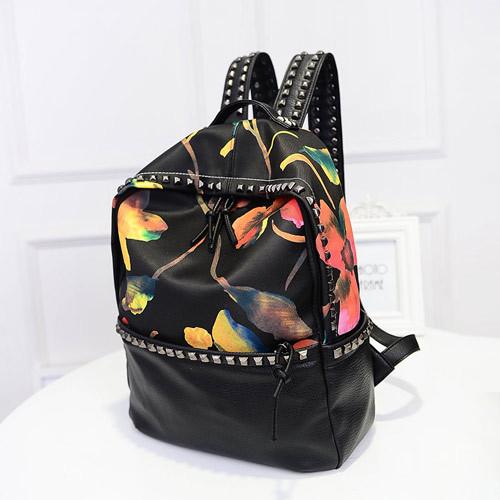 PU Backpacks for college student custom flower wholesale tas ransel wanita sac à dos femme