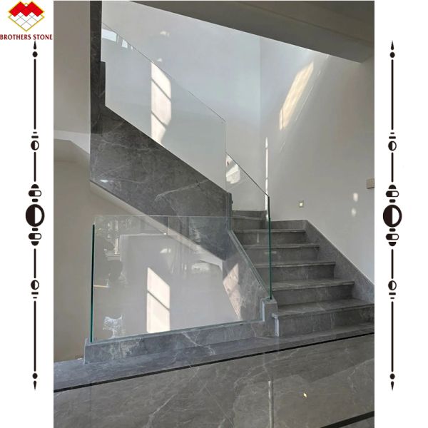 LED Stair Light Straight Spiral Marble Steps with Natural Marble Stone Stair Material