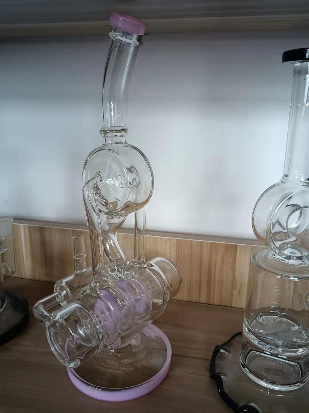 9 кальян шара табака трубы водопровода 14mm кальяна ясного Recycler дюйма стеклянный