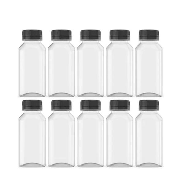 Wholesale Disposable Clear Plastic Drink Juice Bottle With Square Bottle With Screw Cap