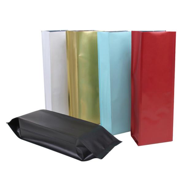 Heat Sealable Aluminum Foil Liner Side Gusset Folded Flat Bottom Coffee Bags With Valve For Coffee Bean Tea Leaves Pack