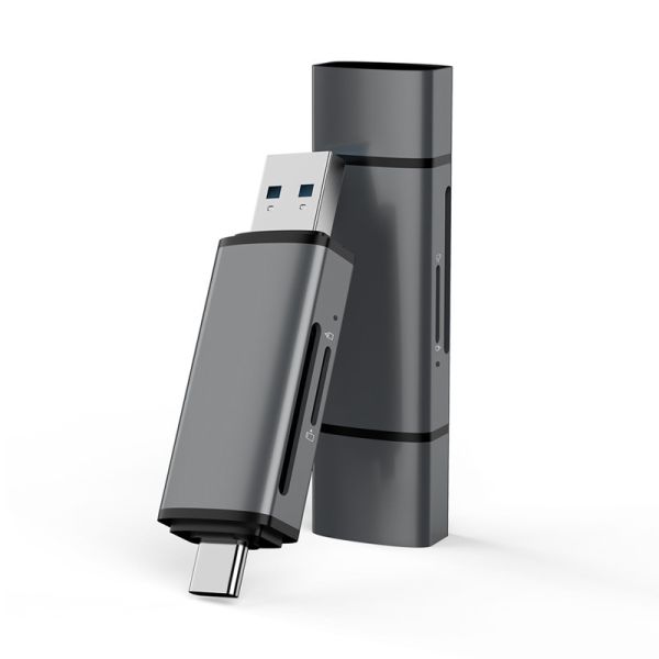 ROHS REACH USB 3.2 Card Reader USB C And USB A Card Reader Oxidation Grey