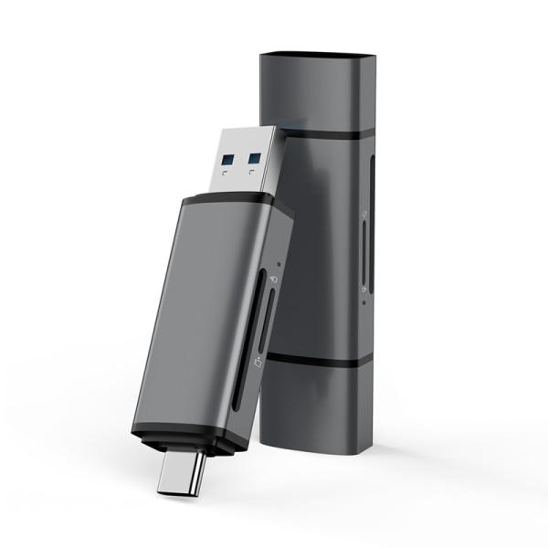 Lecteur de carte USB portatif 3.2 Gen 1 avec connecteurs USB C et USB A