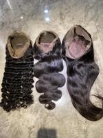 360 pre arrancados atam a peruca frontal com o cabelo do bebê peruano