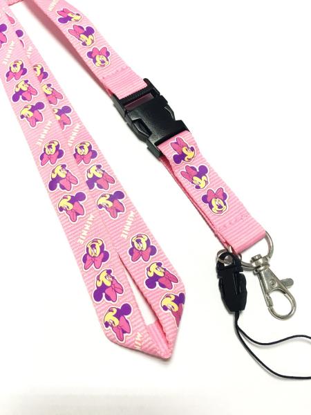 Disney Cute Pink Mickey Detachable Cell Phone Holder Lanyard With Silk Screen Print