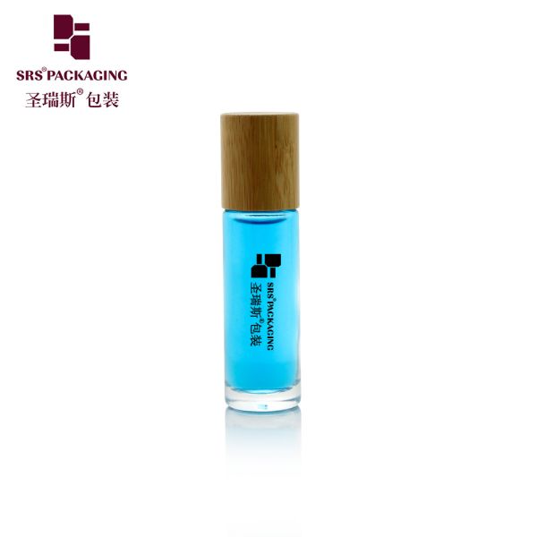 Leak Proof Glass Bamboo Roll On Bottle 15ml Capacity Customizable Color Logo Anti Acne Skincare Roll On