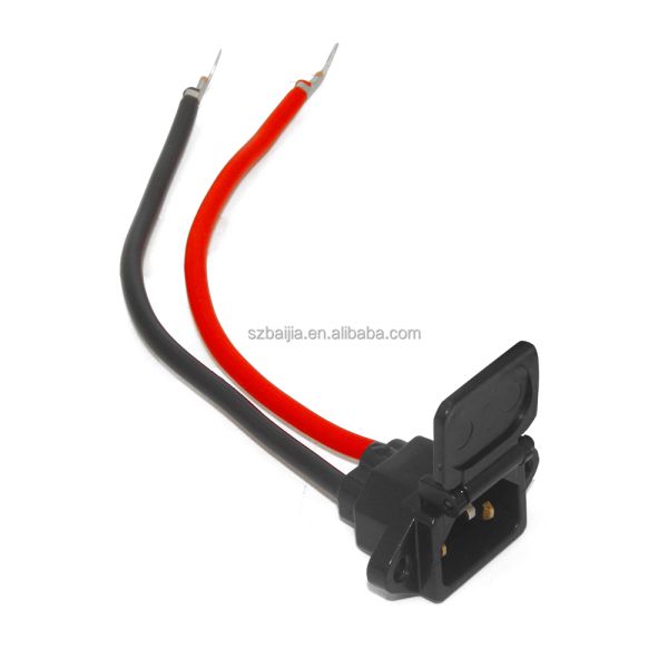 Enchufe 3P 4 cuadrado con cubierta, 20cm, Conectores de entrada de alimentación de panel para piezas y accesorios de motocicletas y scooters eléctricos