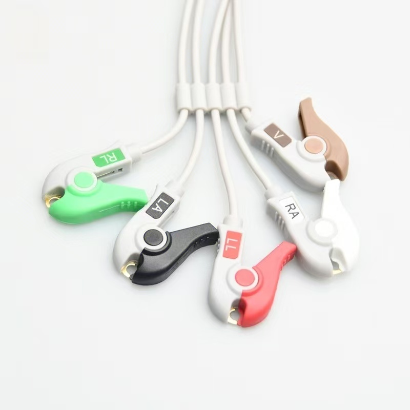 5 Lead ECG Cables And Leadwires Alligator Clip ECG Cable 0.9m Compatible With HP M1605A