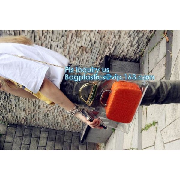 customized clear pvc tote bag handbag, Trendy Lady Handbags with Zipper Handle Shoulder Tote Bag, Envelope Clutch Bag Ha