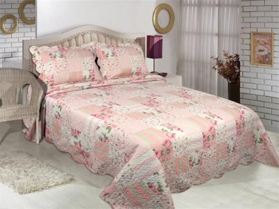 Floral Pattern Printed Quilt Set Microfiber / Cotton Fabric For Bedroom