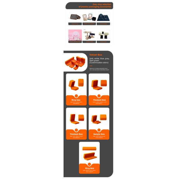 hign end Jewellery Box ring Necklace bracelet packaging Luxury square orange Velvet Jewelry Box