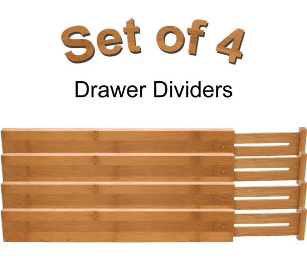 adjustable bamboo wooden utensil drawer dividers