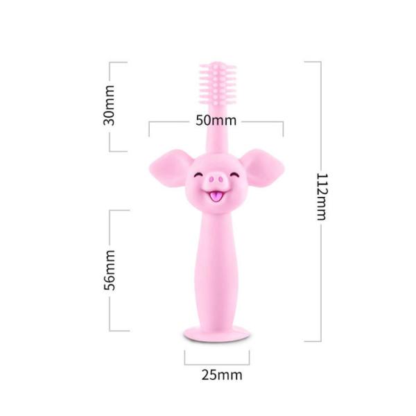 Silicone Baby Teether ，Food Grade Silicone Baby Toothbrush Infant Training Custom Cartoon Pig