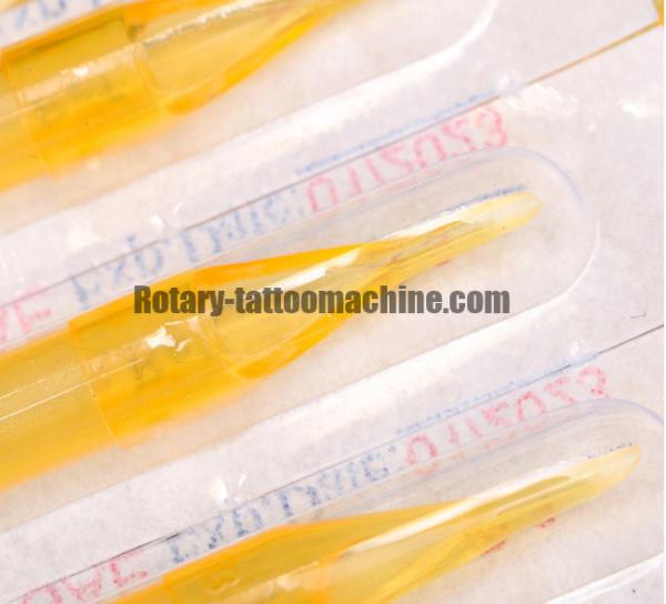 Plastic Disposable Tattoo Needle Tips , Flat  / Round Open Tattoo Tip Set Yellow Color