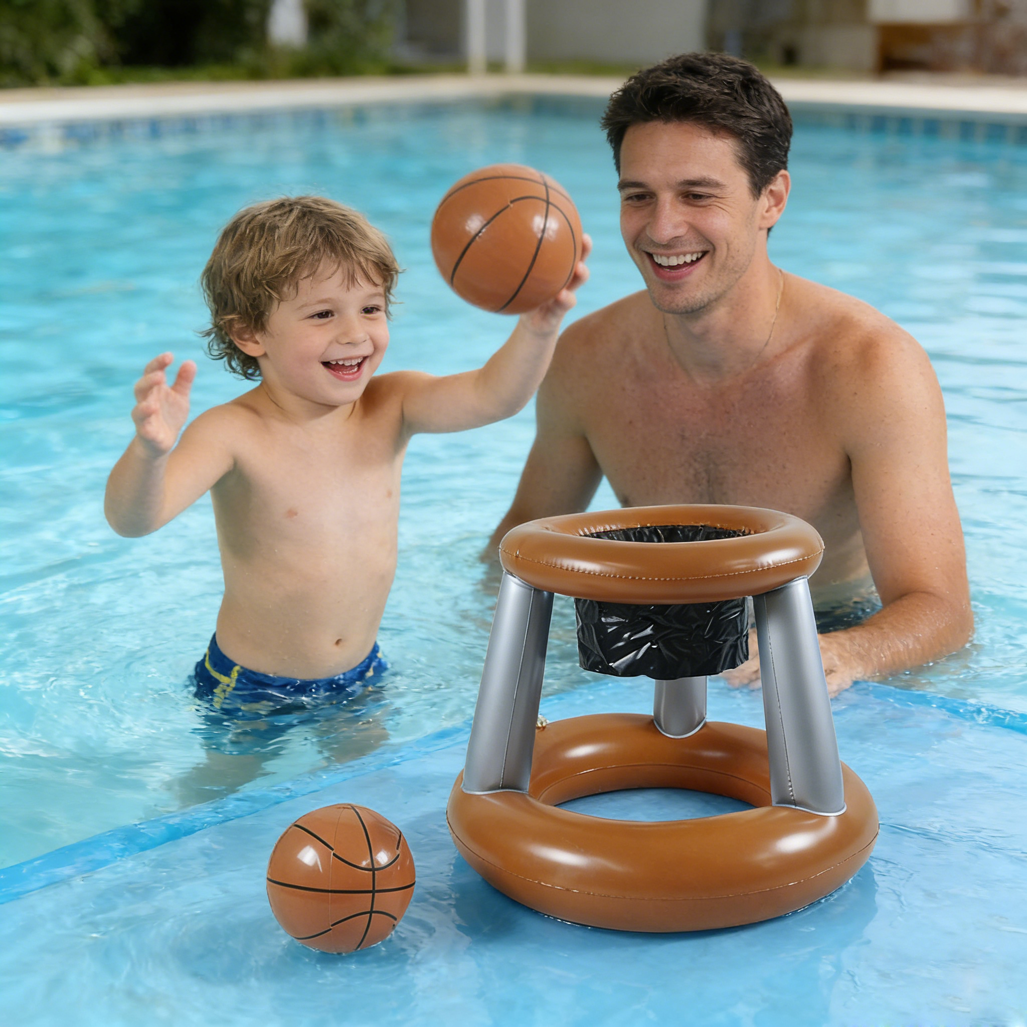Custom Inflatable Pool Basketball Hoop with Pool-Ready Build and Easy to Use Design for Water Sports Games