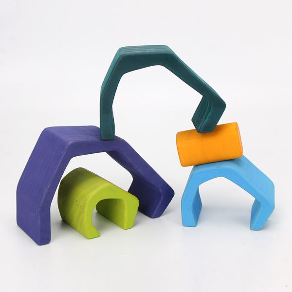 Blocs constitutifs en bois Toy Creative Educational d'arc-en-ciel de Brown 18cm