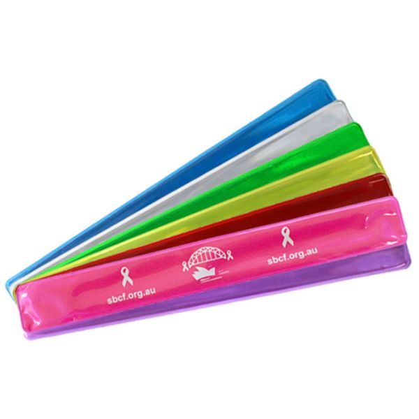 Festival PVC Reflective Slap Wristbands Custom Logo Printed Washable Type