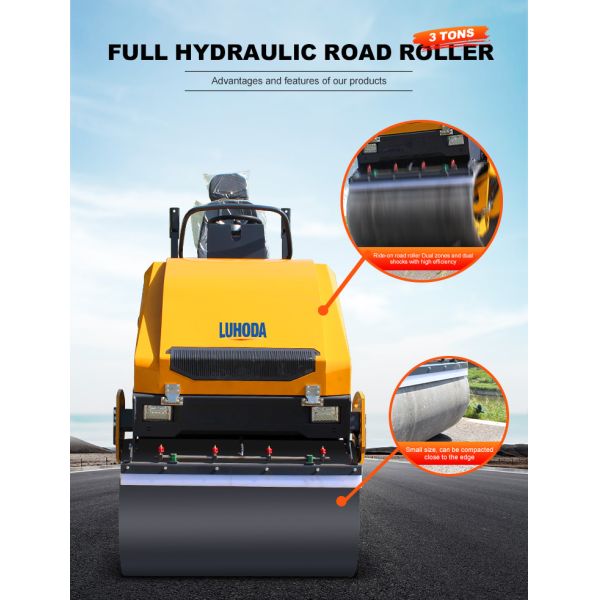 Industrial Compactor Machine Hydraulic Vibrating Asphalt Road Roller Price for Sale