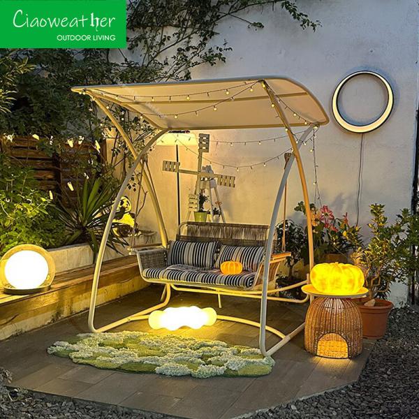 Customized Color Garden Metal Swing Chair With Canopy In Aluminium Frame And Leisure Courtyard For Adults