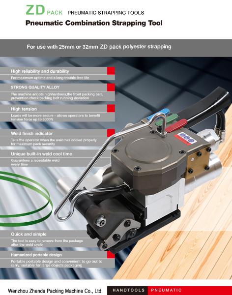 Handheld 32MM Strap Plastic Pneumatic Strapping Machines Sealing Cutting Pneumatic Strapping Machine