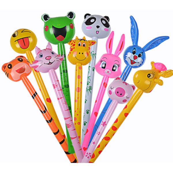 Cartoon Animal Inflatable Long Hammer No wounding weapon Stick Children Toys , cheering animal stick s,6P Pthalates free