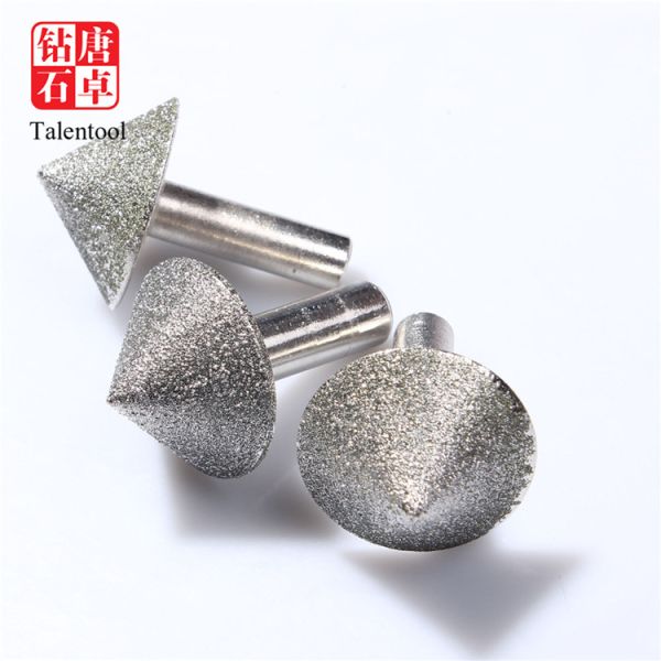 Flat Head Stone Cutting Diamond Burr Drill Bits , High Precision Diamond Cut Burr