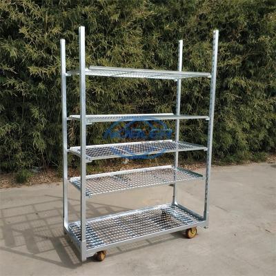 Rubber Wheels Danish Flower Trolley Metal Sheet Layer Waterproof and Durable for Easy Transport