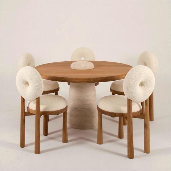 Oak Wooden Cashmere Dining Chairs Lamb Velvet For Modern Office