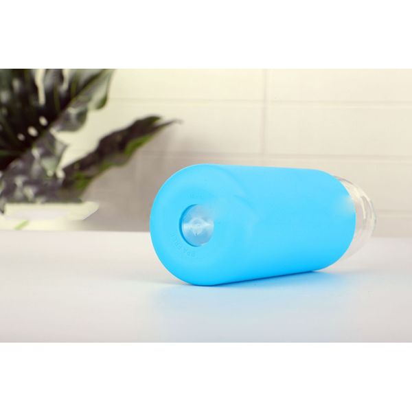 18oz Dishwasher Safe Round Glass Bottle Bamboo Lid Silicone Sleeve Tough