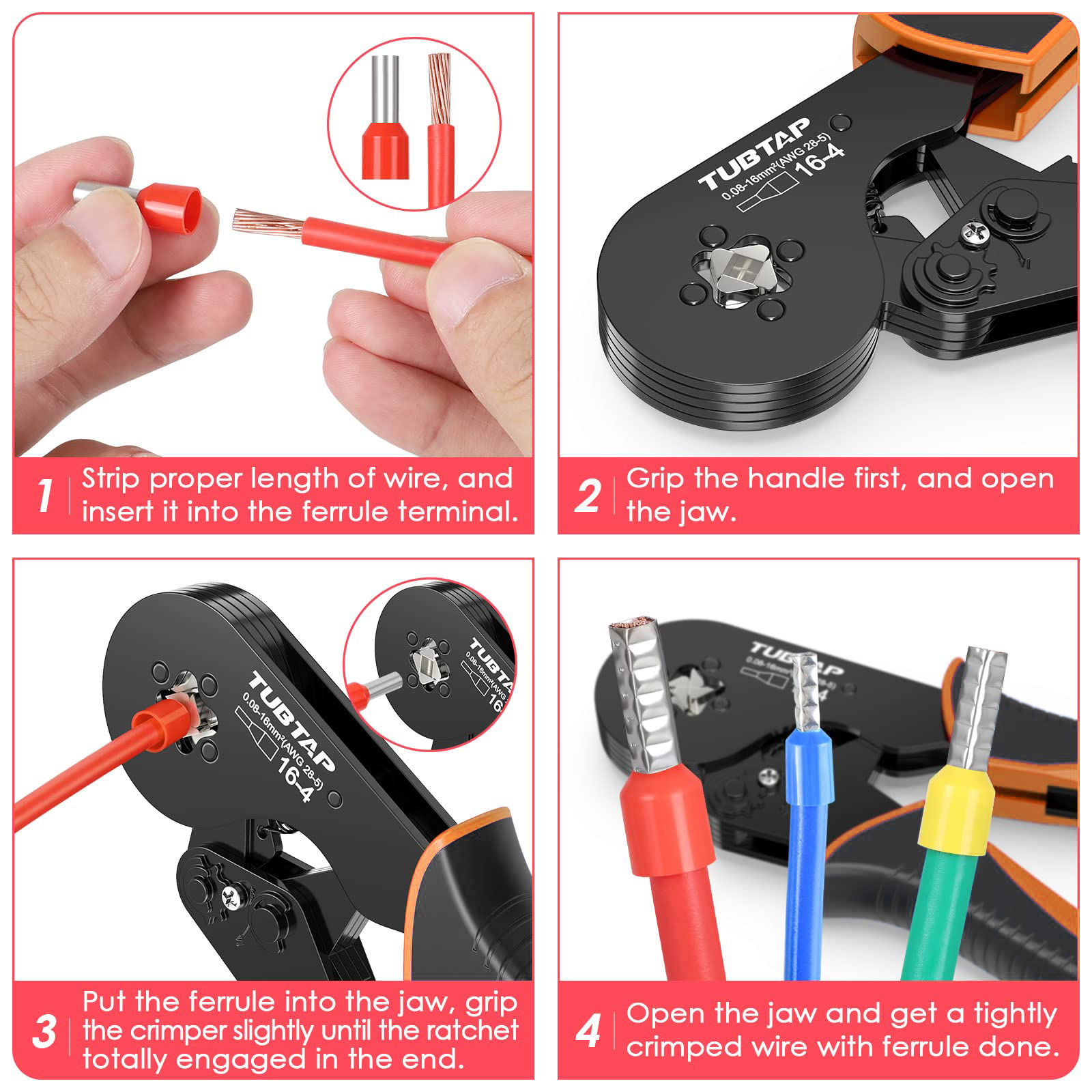 AWG 23-10 Ferrule Wire Crimper Tool Alloy Steel Brass Material