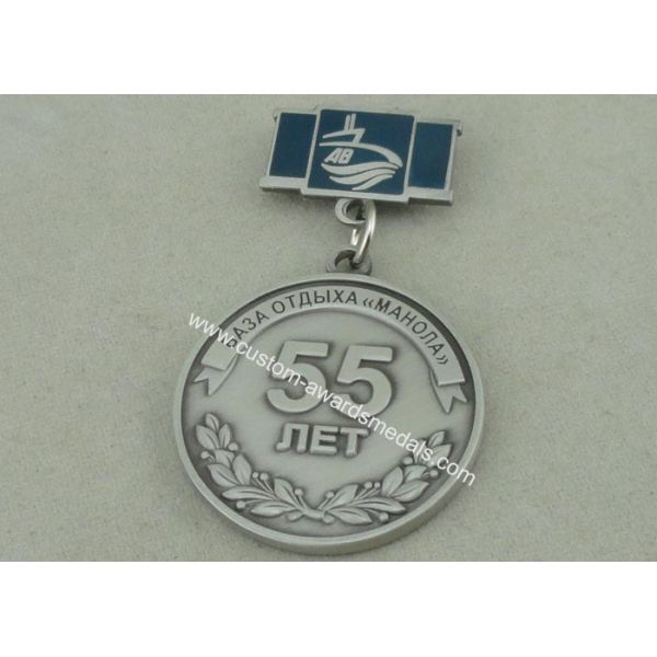 Zinc Alloy 3D Antique Silver Custom Awards Medals With Imitation Hard Enamel
