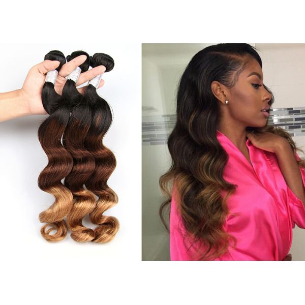 8A Grade 3 Tone Colored Human Hair Extensions 10
