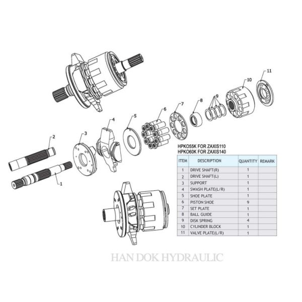 HPK055K ZAX100 Main Pump Parts HITACHI Excavator Hydraulic Pump Parts