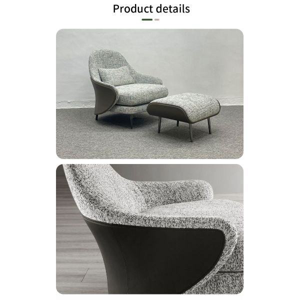 Sponge Filled Leisure Chair Single Seater Modern Sofa Armchair with Metal Feet Functional Living Room Furniture