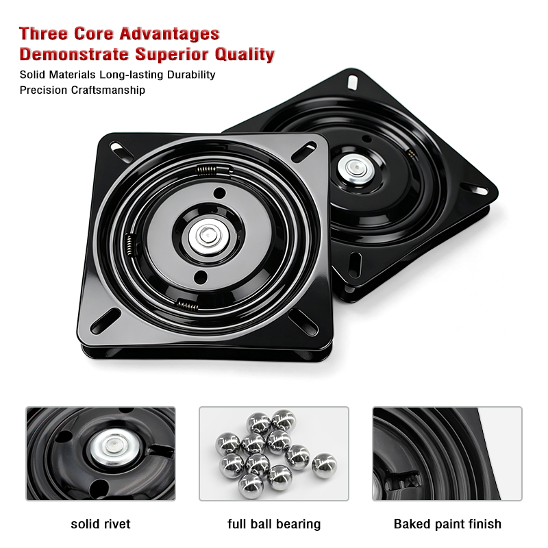 Thickened Heavy-Duty Full Ball Square Swivel Plate Steel Universal Rotating Base Chair Display Stand Dining Kitchen Furniture
