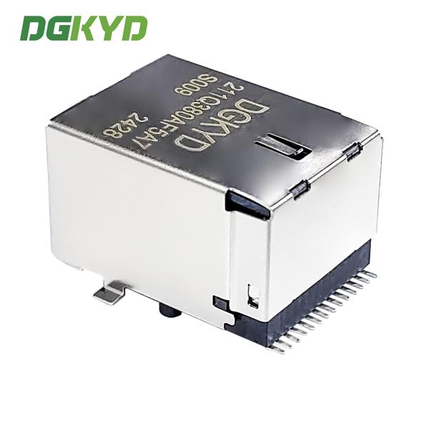 Surface mounted RJ45 connector with gigabit RJ45 and light LCP material DGKYD211Q380AF5A7S009