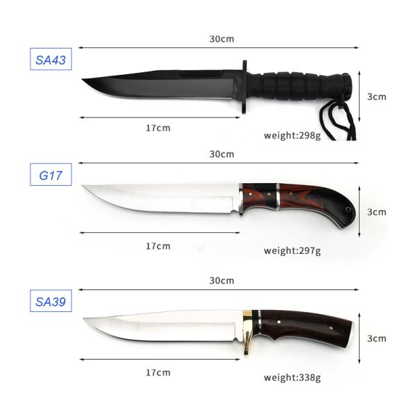 30cm Wooden Handle Machete Black Butcher Long Blade Knife 3Cr13 Stainless Steel