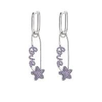 Zircon de 925 boucles d'oreille de Sterling Silver Crystal Jewelry Hoop pour le mariage d'anniversaire