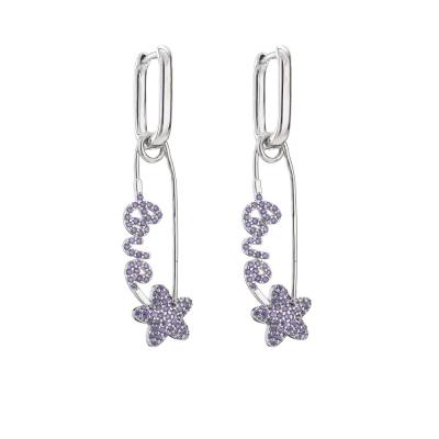 Zircão de 925 brincos de Sterling Silver Crystal Jewelry Hoop para o casamento do aniversário